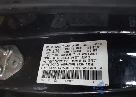 2012 Honda Accord 2.4 Lx-P z USA, uszkodzony, nr VIN 1HGCP2F46CA172564